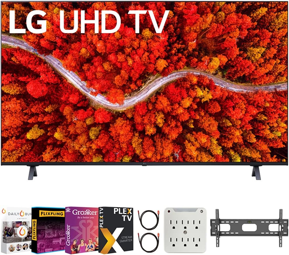 LG 65UP8000PUA 65UP8000PUR 65 Inch Series 4K Smart UHD TV 2021 Bundle with Premiere Movies Streaming 2020 + 37-100 Inch TV Wall Mount + 6-Outlet Surge Adapter + 2X 6FT 4K HDMI 2.0 Cable