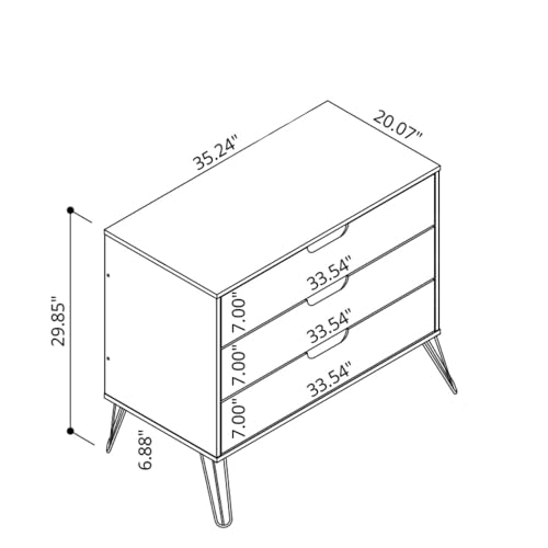 Manhattan Comfort Rockefeller Mid Century Modern 5 3-Drawer Bedroom Dresser Set, Grey
