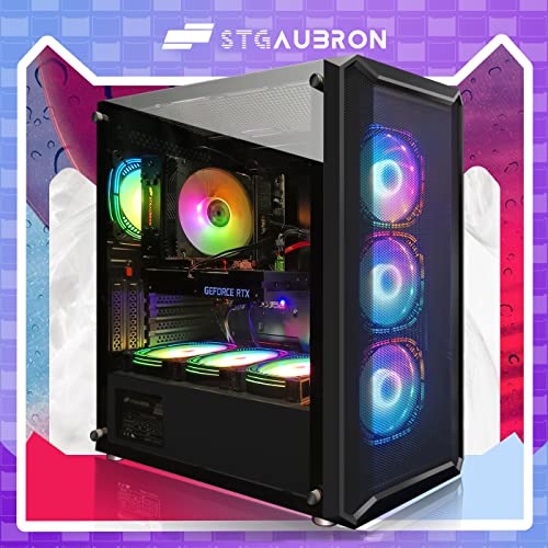 STGAubron Gaming Desktop PC, Radeon RX 560, Intel core i5 up to 3.6GHz, 16G Memory, 512G SSD, 600M WiFi, BT 5.0, RGB Fan x 2, RGB Keyboard & Mouse & Mouse Pad, W10H64