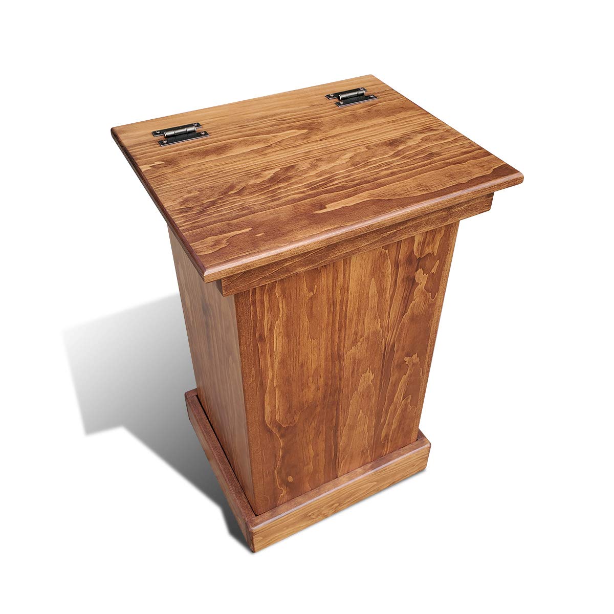 Wooden Lift Top Trash Can Cabinet, Handmade Solid Wood Hideaway Trash Holder (Cherry)