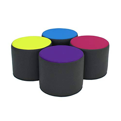 Factory Direct FDP SoftScape 15 inch Round Two-Tone Accent Ottoman for Kids; Modern Children&s Furniture, FLEXIBLE, Lightweight