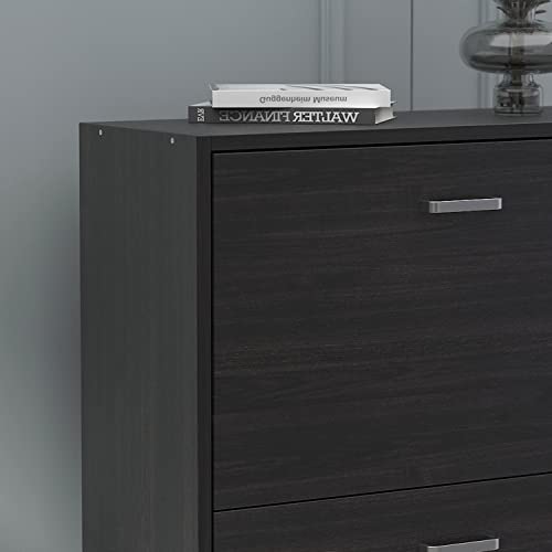Homsee Modern Shoe Storage Cabinet with 3 Flip Drawers, Wood 3-Tier Shoe Rack Storage Organizer for Entryway, Hallway & Bedroom, Black-Brown (23.6”L x 9.4”W x 45.5”H)