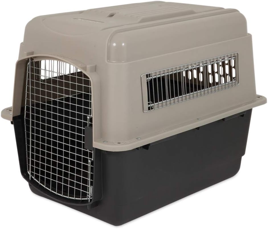 Petmate Ultra Vari Dog Kennel for Medium Dogs (Durable, Heavy Duty Dog Travel Crate, Made with Recycled Materials, 32 in. Long) 30 to 50 lbs & Double Diner Kennel Bowl