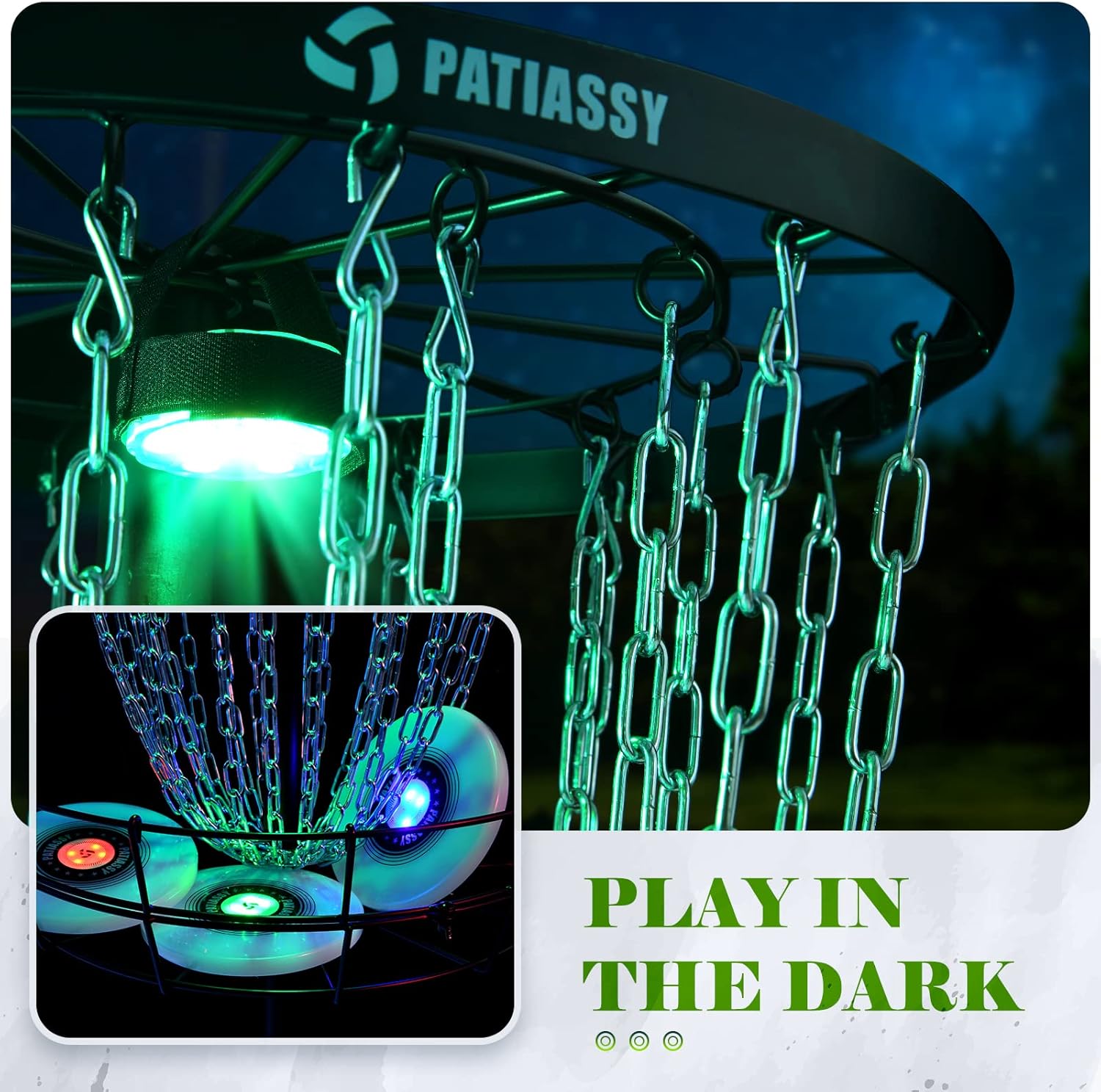 Portable Disc Golf Basket with 24/12 Chains for Two Difficulty Levels of Practice Golf Target for Disc Golf Night Practice