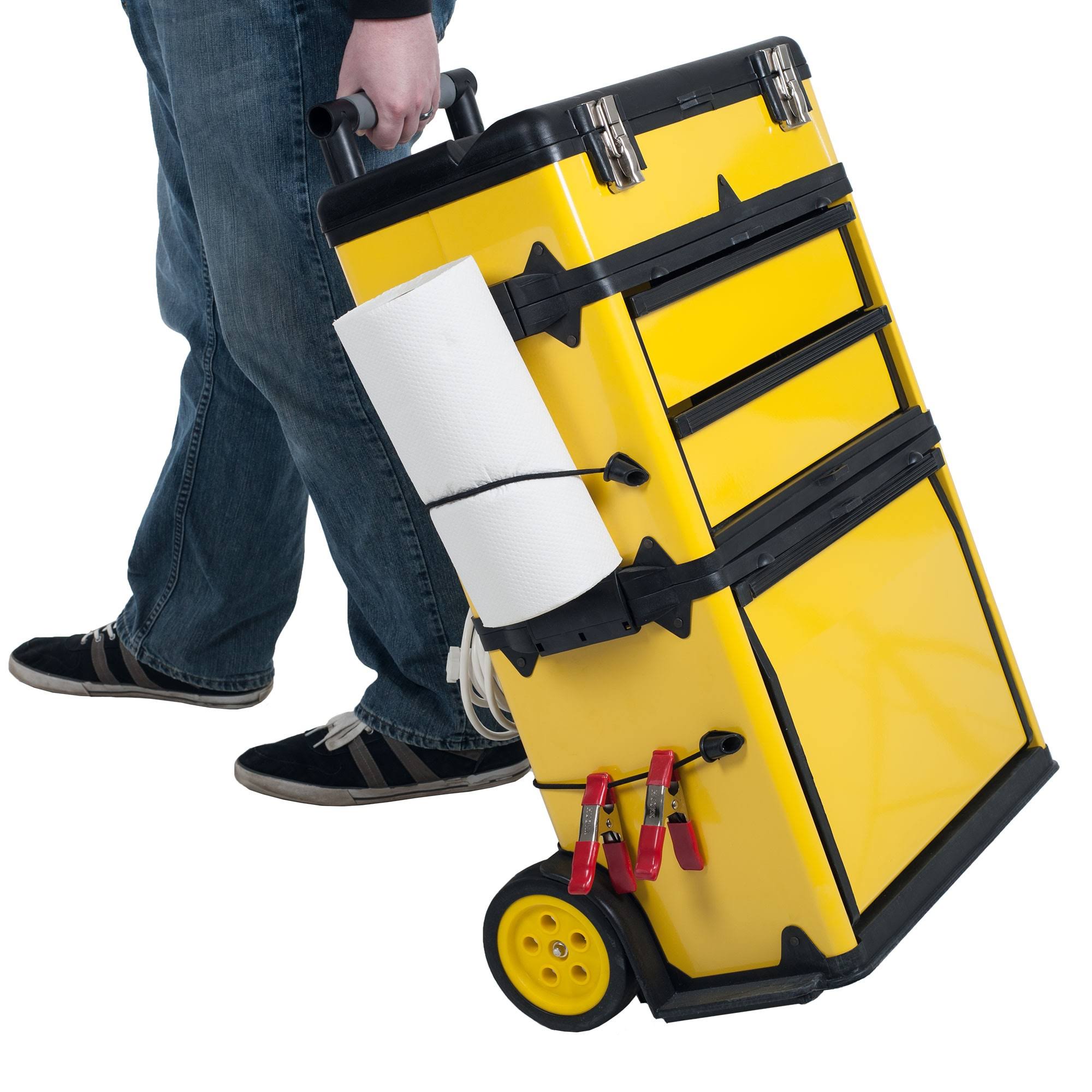 Stalwart Mobile Stacking Portable Metal Trolley Tool Box Chest