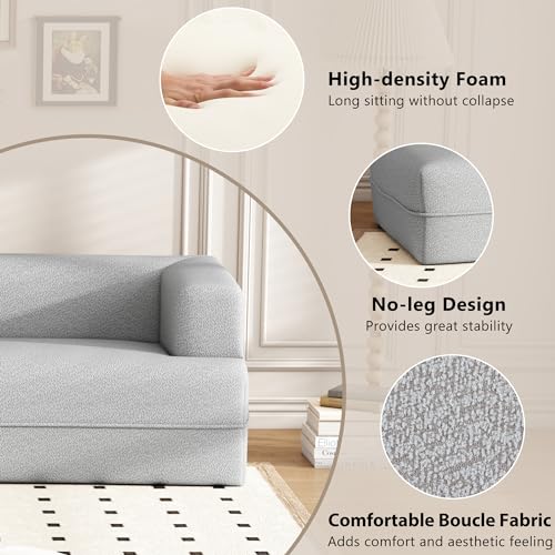 HomSof 109.4" Curved Chaise Lounge Modern Indoor Sofa Couch for Living Room, Grey