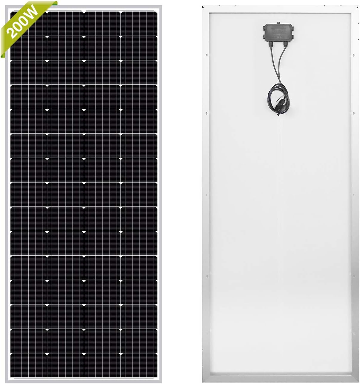 Newpowa 200W Monocrystalline 200 Watts 12V Solar Panel High Efficiency Mono PV Module Power for RV Marine Boat Cabin or Other Off Grid System (200W Classic)