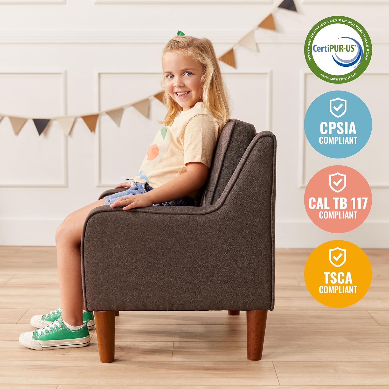 ECR4Kids Frankie Arm Chair, Kids Furniture, Raisin