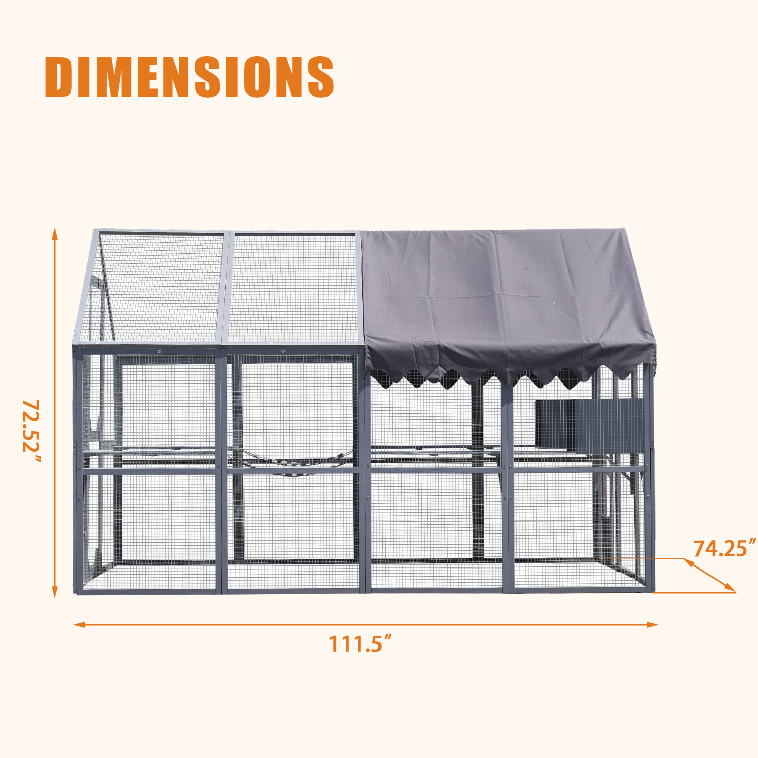 Holaki 110" Cat House Outdoor Cat Enclosures Large Kitten Playpen with Platforms,Upgrade Waterproof Cover
