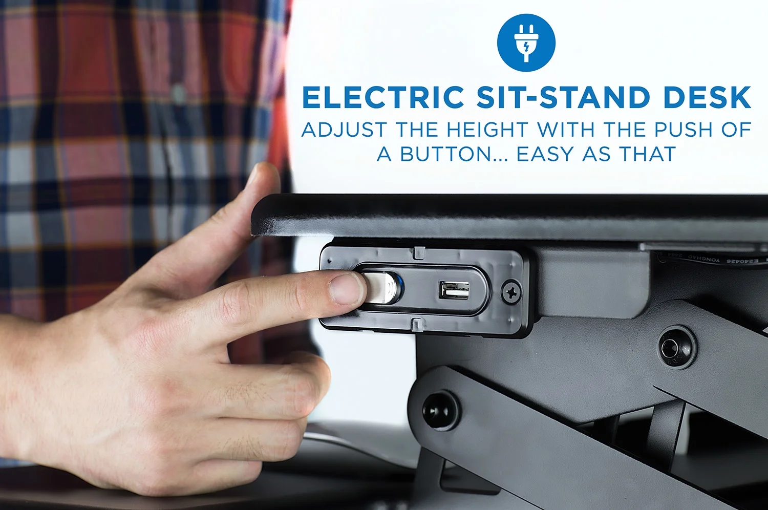 Mount-It! Electric Standing Desk Converter | Motorized Sit Stand Desk With Built In USB Port | Black