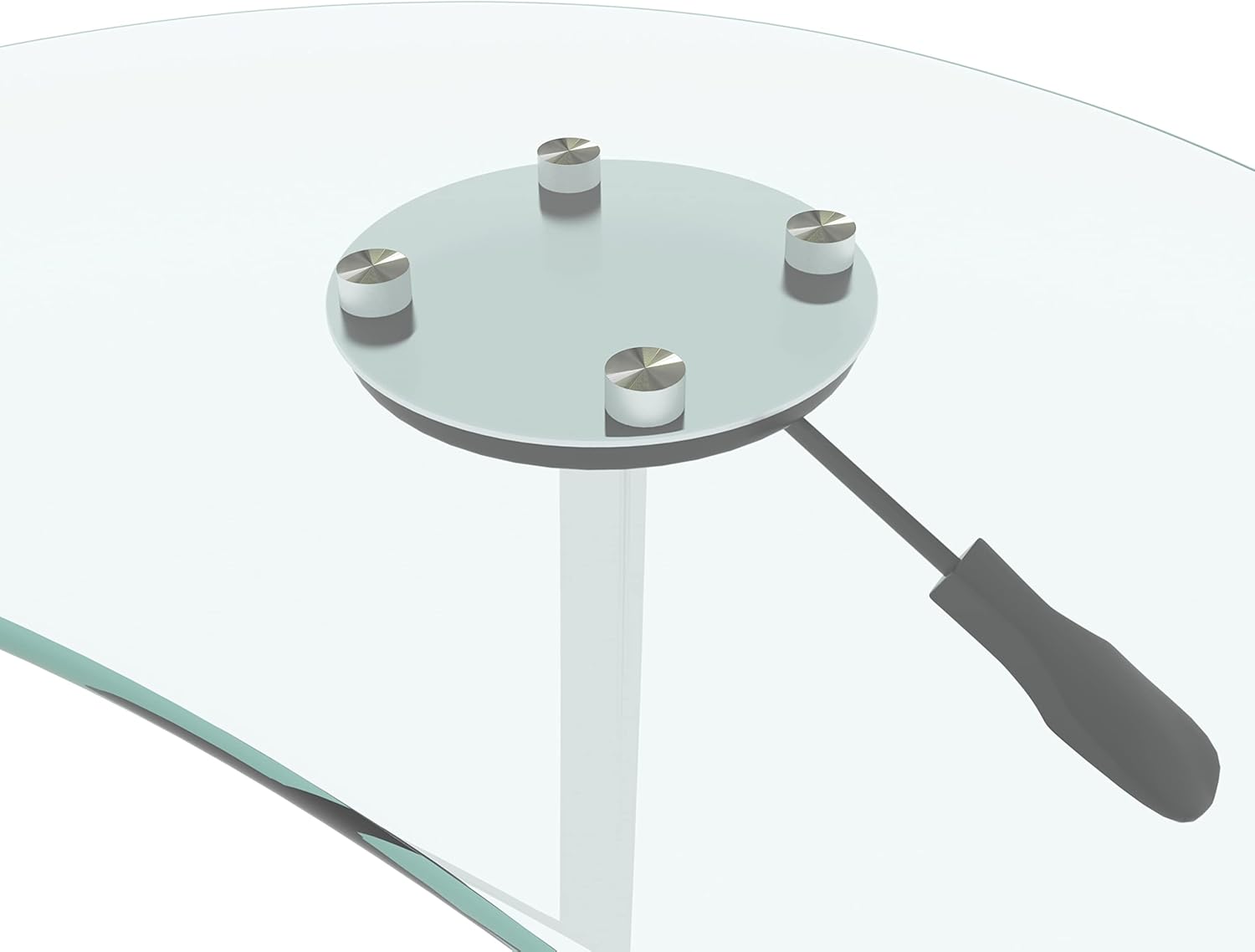 Adjustable Height Transparent Tempered Glass Table Desk Table with Lockable Wheels(Adjustable Range 24.2 "~32.7 ")