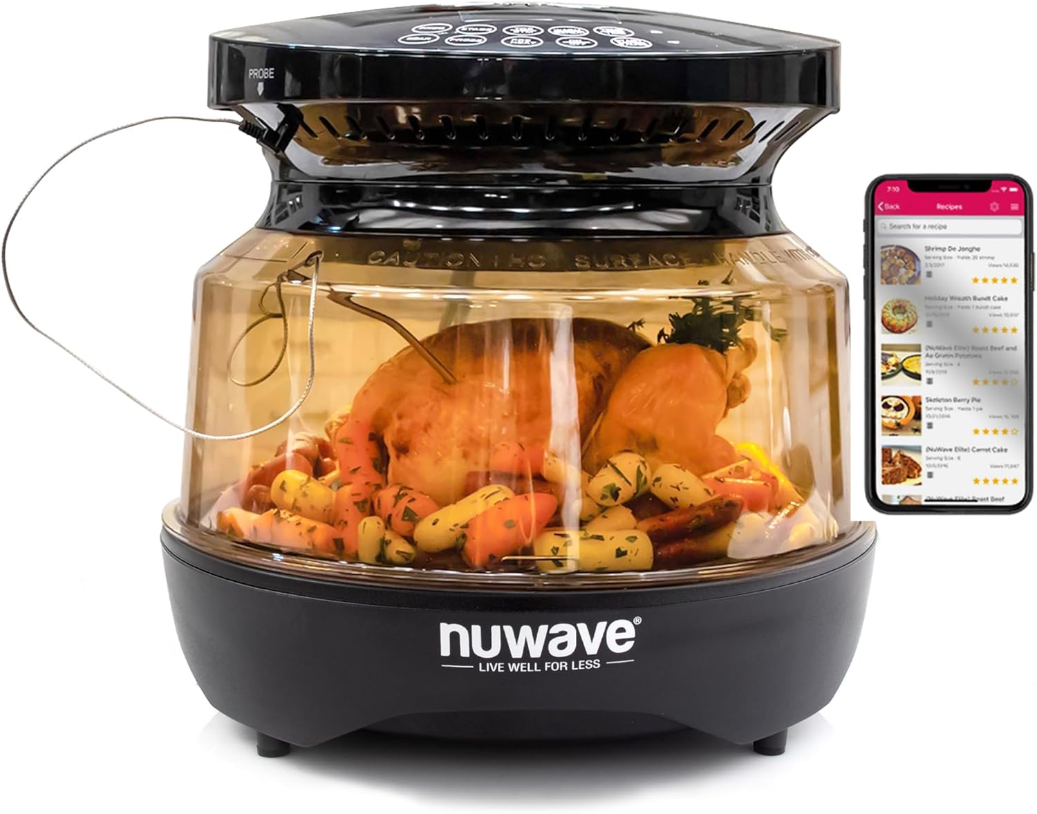 Nuwave Primo Grill Oven, Countertop Toaster Oven Convection Top & Grill Bottom for Surround Cooking, Cook Frozen or Fresh, Smart Thermometer
