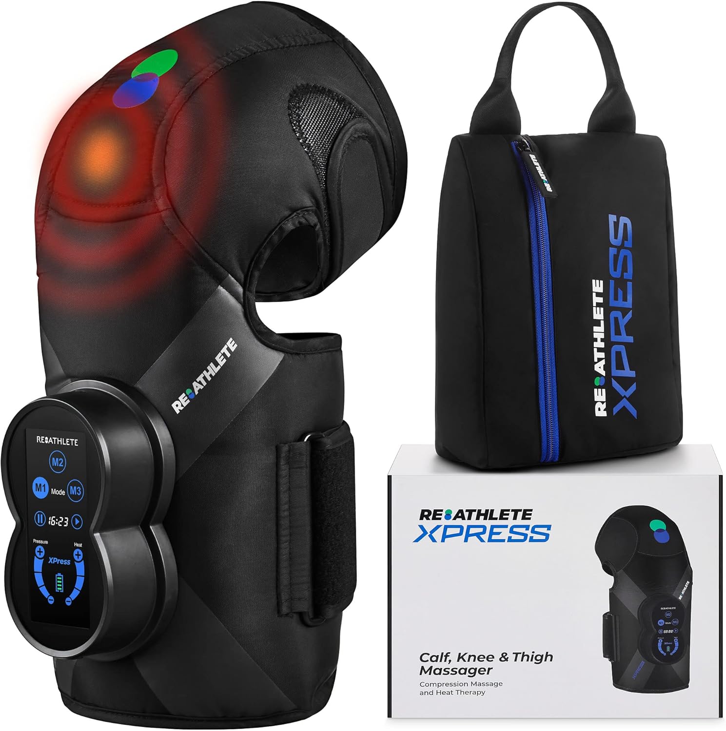 REATHLETE XPRESS Knee Massager: Leg Compression Massager for Knee Pain Relief | Leg Massager With Heat and Compression | Also Calf Massager or Thigh Massager | Leg Compression Massager for Circulation