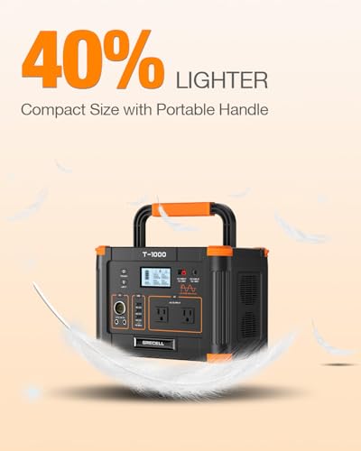 Portable Power Station 1000W (Peak 2000W), GRECELL 999Wh Solar Generator with 60W USB-C PD Output, 110V Pure Sine Wave AC Outlet Backup Lithium Battery for Outdoors Camping Travel Hunting Home