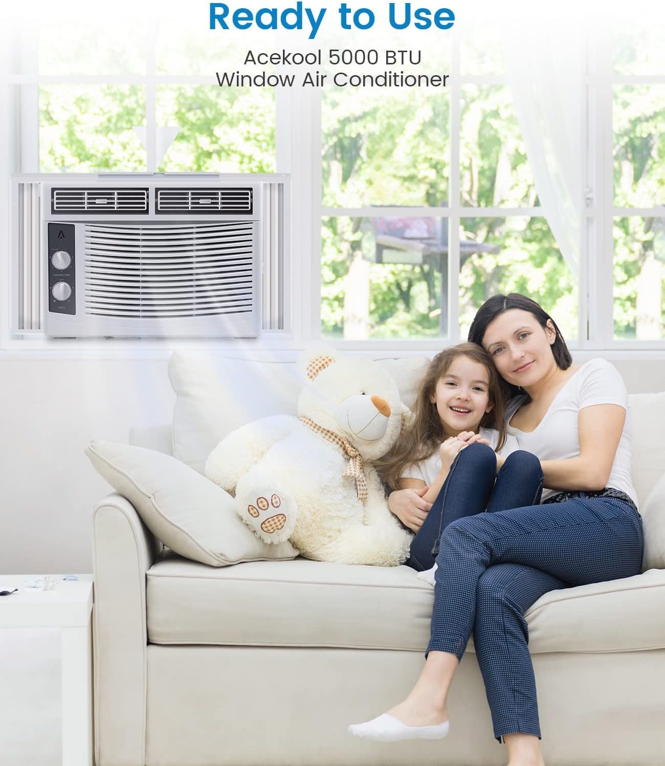 5000 BTU Air Conditioner Window Unit with Easy-to-Use Mechanical Controls, Window AC Unit Fast Cooling up to 150 Sq.Ft. Energy Savings, Quiet Operation, 110-115V