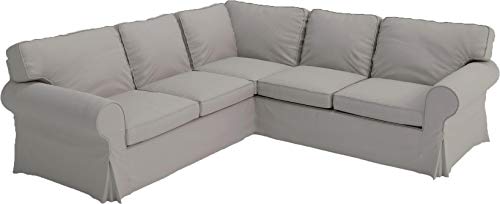 Sofa Covers Custom Made for IKEA Ektorp 2 2 Sectional Corner Sofa Slipcovers (Polyester Flax Light Gray, Ektorp Sectional 2 + 2)