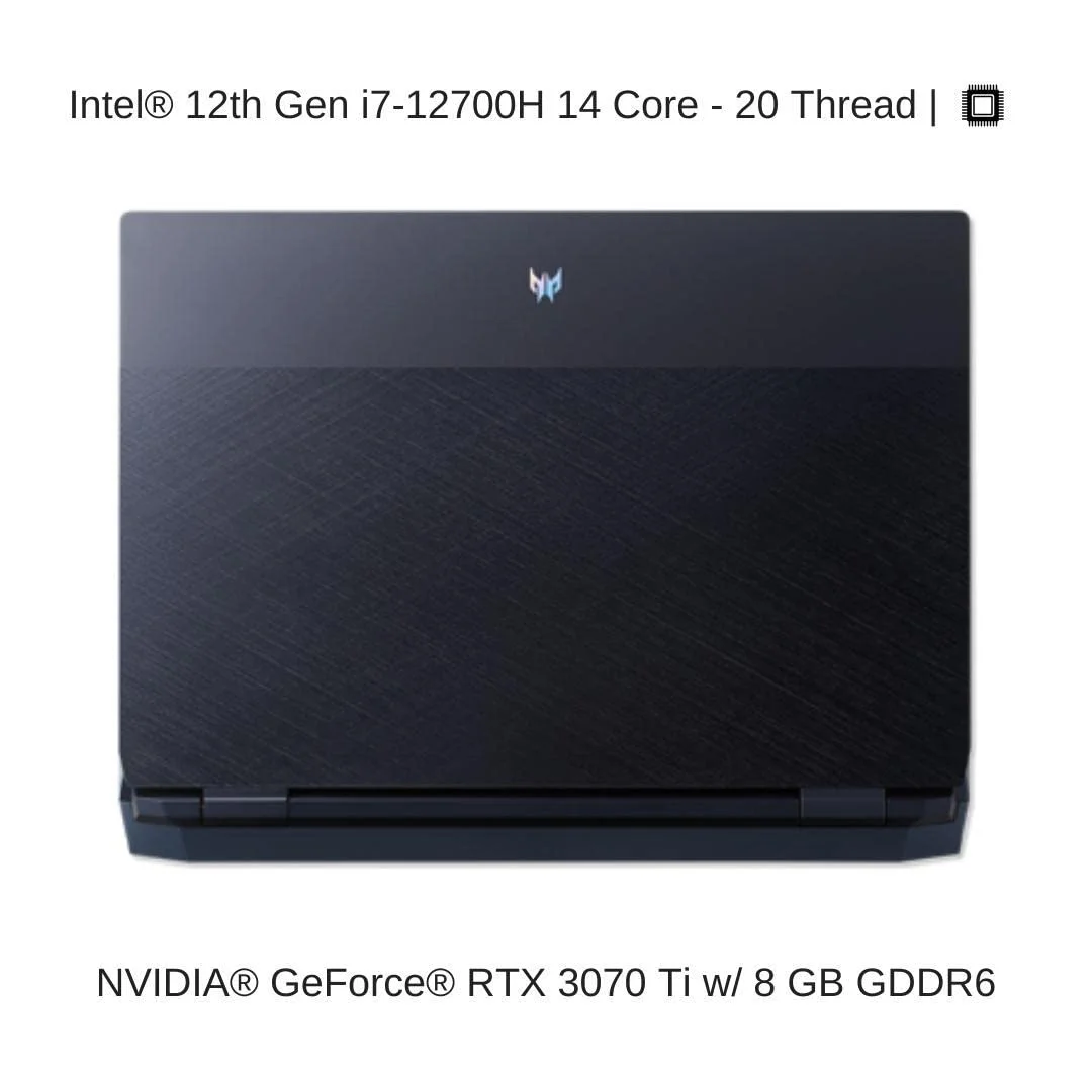 HIDevolution ACER Predator Helios 300 15.6" QHD 240Hz, 1.7 GHz i7-12700H, RTX 3070 Ti, 16 GB 4800MHz RAM, 2 TB PCIe SSD, Window 11 Pro