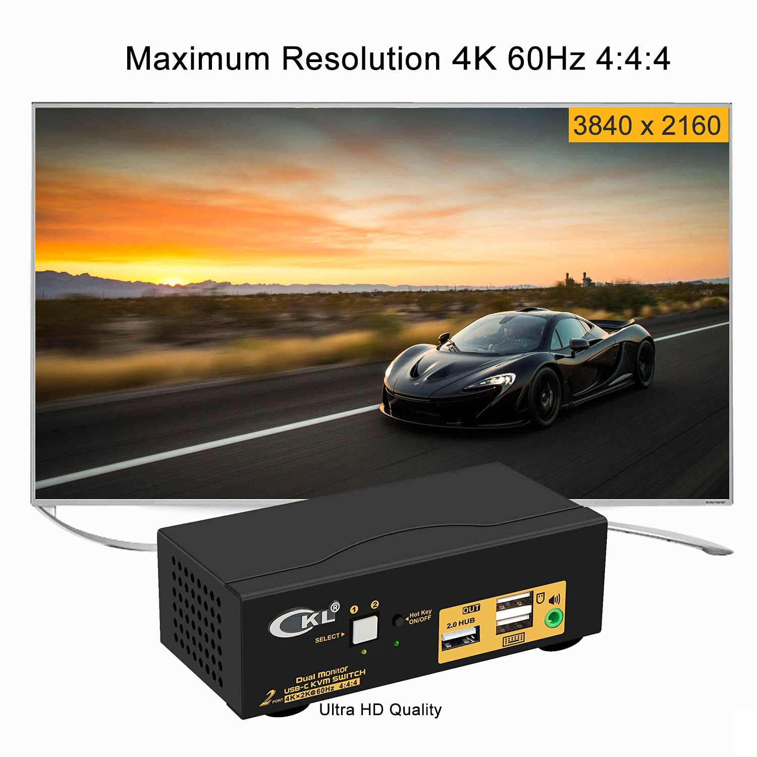 CKL 2x2 Matrix HDMI KVM Switch Dual Monitor USB 3.0 4K 60Hz, PC Monitor Keyboard Mouse Peripherals Sharing Box with Cables for 2 Computers or Laptops