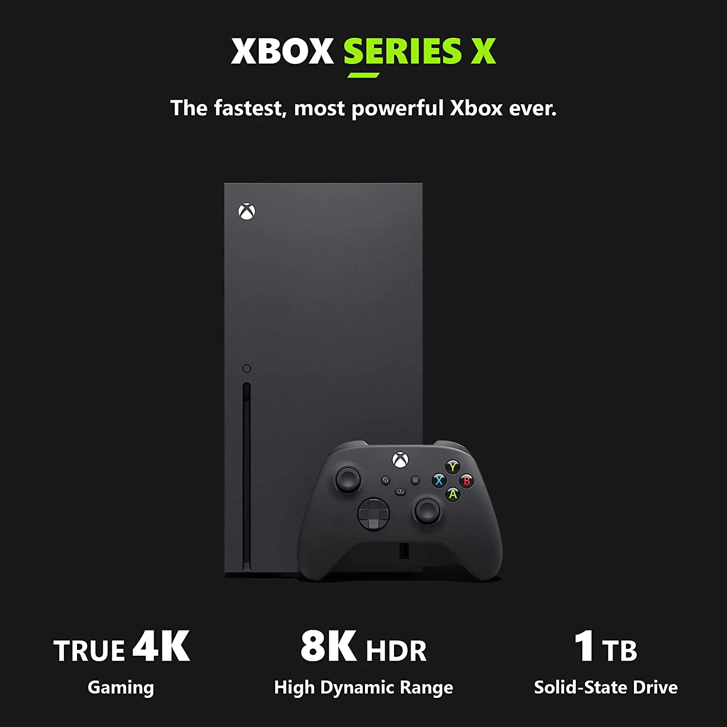 Newest Xbox Series X Video Gaming Console, 1TB NVMe SSD, with One Wireless Controller, 16GB RAM, 8 Cores Zen 2 CPU, RDNA 2 GPU, with Black Controller Silicone Cover