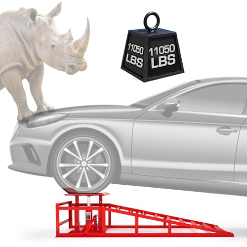 2 Pack Hydraulic Car Ramps, 11050LBS 5T Car Ramp High Lift 9"-14.2", Heavy Duty Steel Car Lift Ramp, Automotive Truck Service Ramps for Oil Changes Support Jack for Maintenance, Black