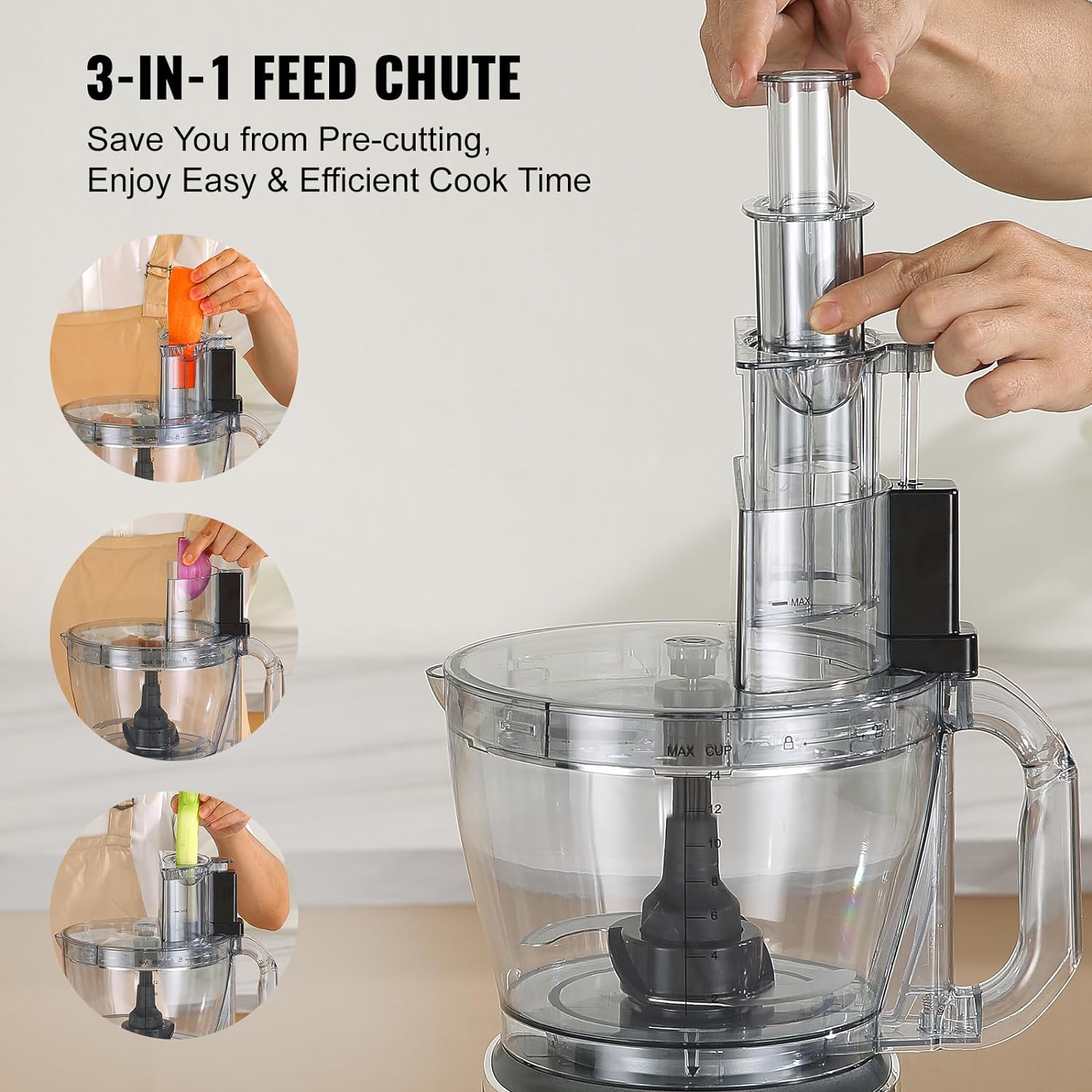 Vevor  650W 14-Cup Vegetable Chopper 2-Speed Stainless Steel Blade Electric Food Processor, Gray