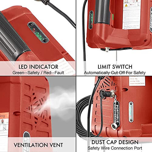 3 in 1 Electric Hoist Winch, 1100LBS Portable Hoist Lift Crane 16FT/MIN 110 Volt Winch with Remote Control Electric Winch, 110V 500W with Overload Control