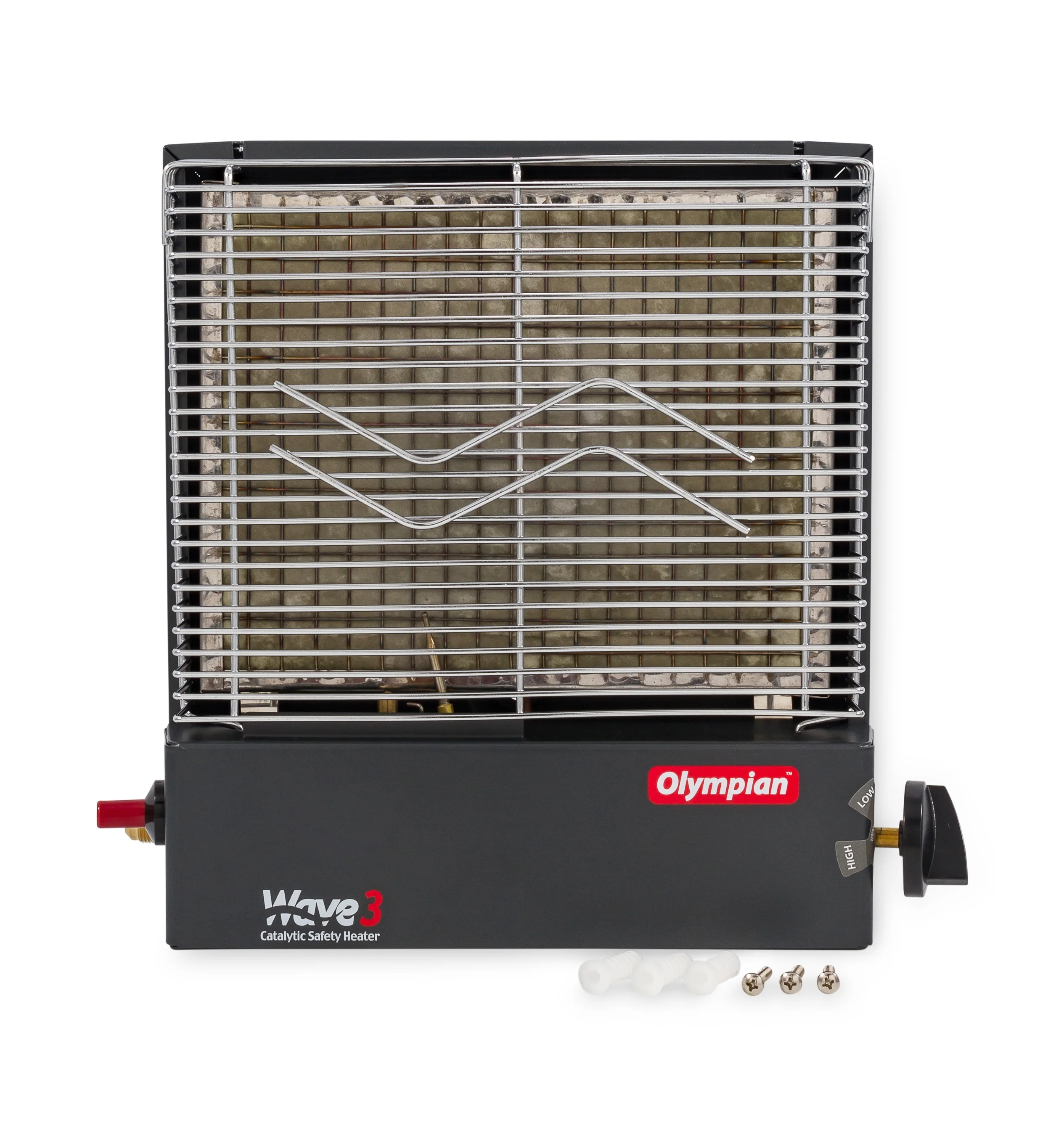 Camco Olympian RV Wave-3 LP Gas Catalytic Safety Heater, Adjustable 1600 to 3000 BTU, Warms 130 Square Feet of Space, Portable and Wall Mountable