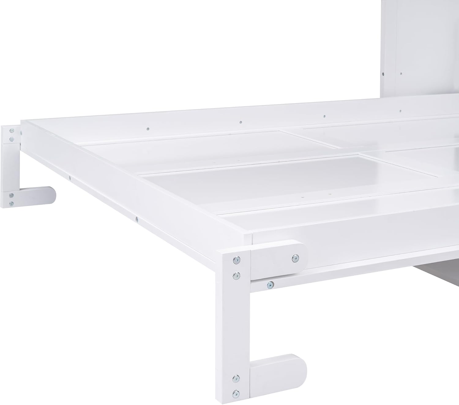Queen Size Shelf, Wood Multifunctional Murphy Wall Bed Frame for Bedroom Living Room Furniture, Space-Saving, White