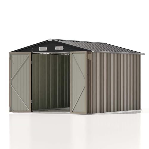 Patiowell 3 x 3 FT Outdoor Storage Shed,Small Garden Tool Storage Shed with Sloping Roof and Single Lockable Door, Outdoor Shed for Backyard Garden Patio Lawn, Grey