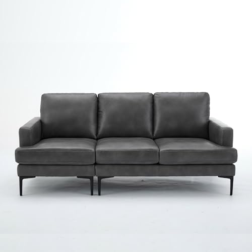 120" W Modern Sectional 3 Seater Sofa Couches, Large Cloud Couch with 2 Hidden Storage Space, Wood Frame+Doll Cotton, for Living Room, Home, Office-Beige