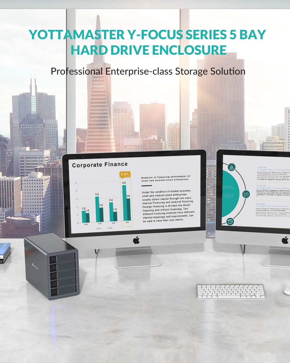 4 Bay Hard Drive Enclosure,Yottamaster Aluminum Alloy 2.5/3.5 USB3.0 to SATA3.0 External HDD SSD Storage Enclosure,Support 4 x 18 TB Capacity,Ideal for Enterprise-Class Storage Solution[FS4U3]