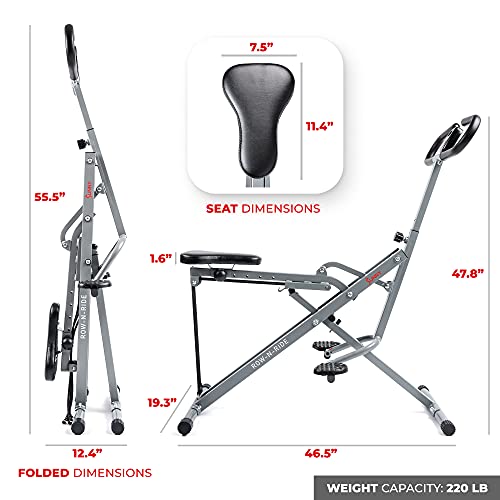 Sunny Health & Fitness Row-N-Ride Squat Assist Trainer for Glutes & Legs Workout with Adjustable Resistance, Optional Full Motion & Smart Connected Fitness App