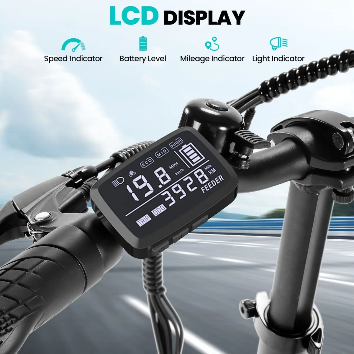 Elifine 16"×3.0 Fat Tire Folding Electric Bike for Adults, 350W Lockable Suspension Fork Electric Bicycle, LCD Display Foldable Ebike with 48V 7.8Ah Battery, 19.8 mph Snow Bike up to 50 Miles Range