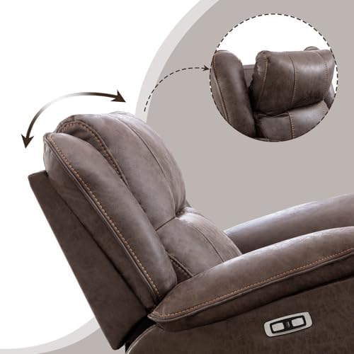 Phoenix Home Dual Motor Power Lift Chair for Elderly, Lift Chairs with Massage and Heat, Leather Electric Chairs for Adults, Recliner Chair with USB, 2 Concealed Cup Holders, Brown