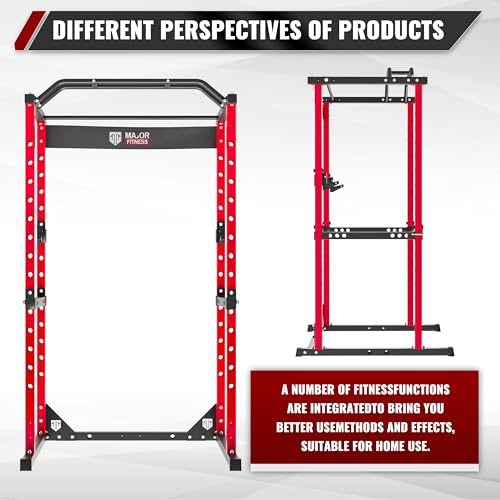 Major Fitness Power Cage, F16 Squat Rack All-in-One 1200lbs Capacity Power Rack with Attachment for Home Gym, Weight Cage