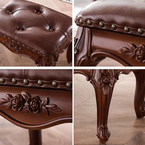 Small Foot Stool Leather n Foot Rest Wooden Footstool Upholstered Footrest for Couch Living Room, Entryway, Solid Wood Square Stool for Bedroom (Color : /Blue A)