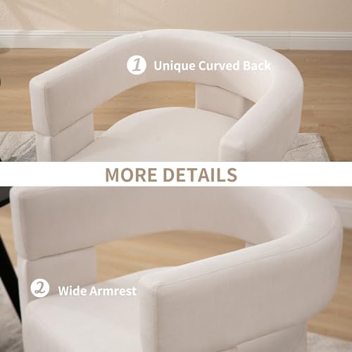 Shunzhi Modern Barrel Accent Chair Linen Upholstered Living Room Accent Chair with Open Back/Arms Comfy Side Chair Single Sofa Chair for Living Room/Bedroom/Reading, Beige