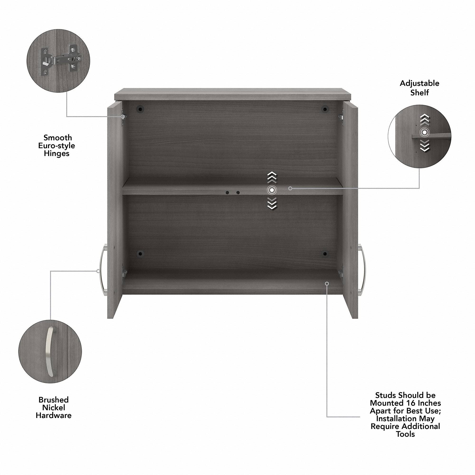 Universal Wall Cabinet with Doors and Shelves - Platinum Gray