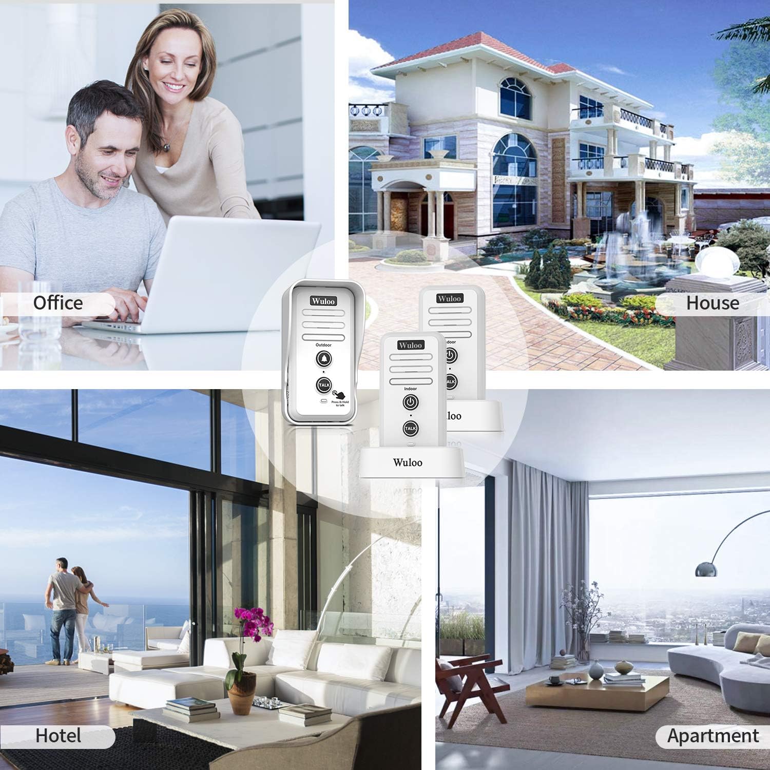 Wireless Intercom Doorbell Chime for Home Intercomunicador (1T2 White) …