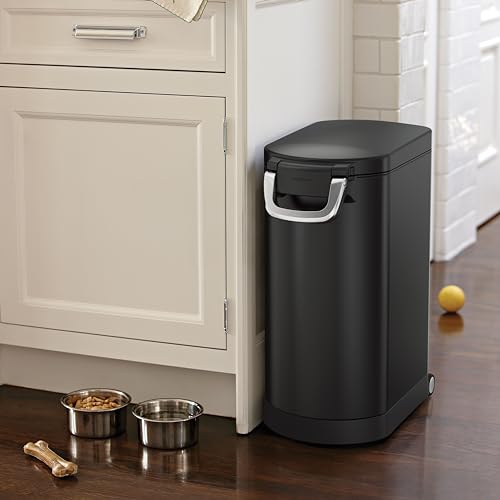 simplehuman 35 Liter, 40 lb / 18.1 kg X-Large Pet Food Storage Container for Dog Food, Cat Food, and Bird Feed, Brushed Stainless Steel