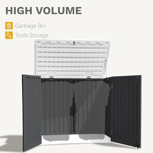 DWVO Outdoor Weather-Resistant Horizontal Storage Shed, 35 Cu Ft Capacity, Lockable and Waterproof, Suitable for Storing Garden Tools, Light Gray