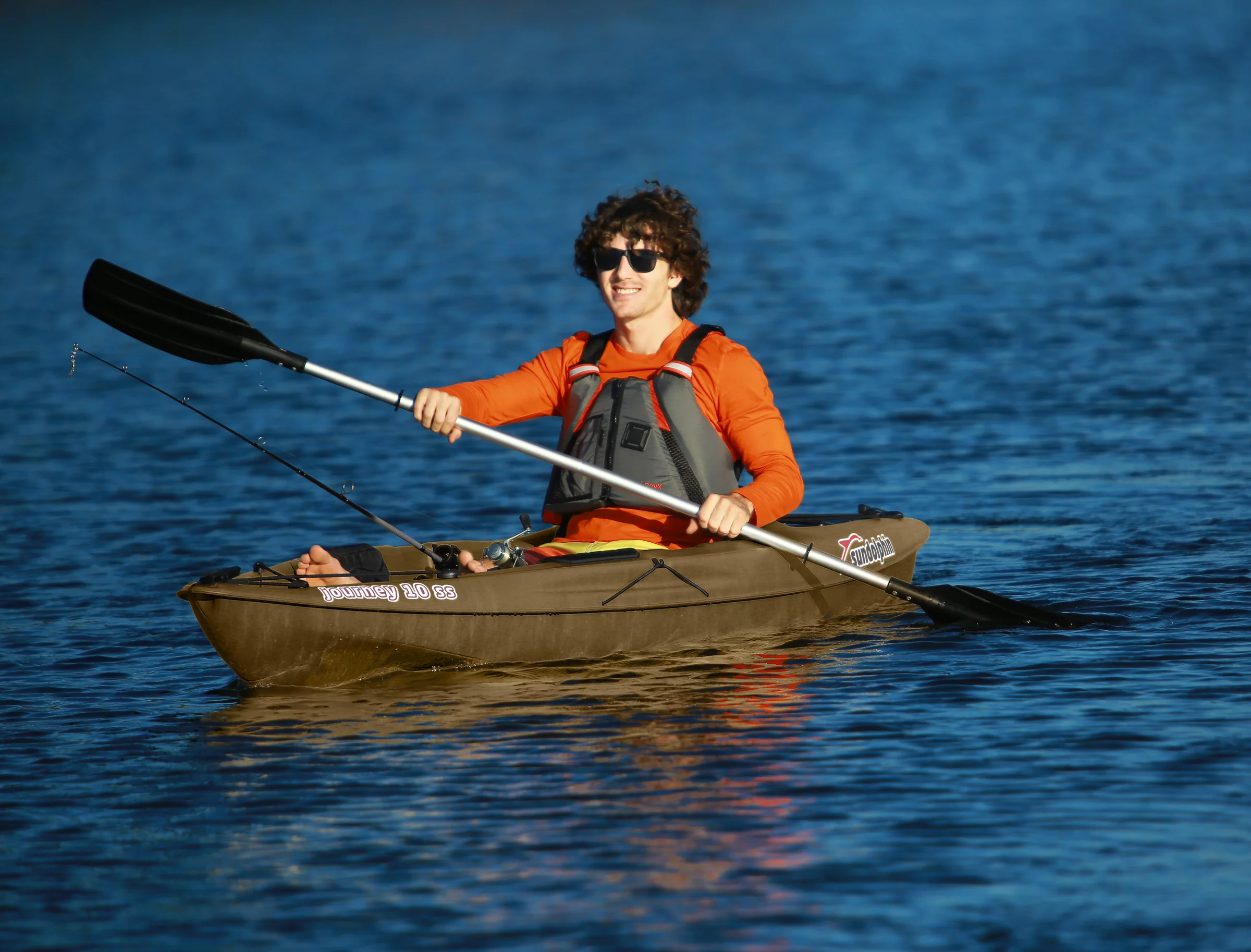 Sun Dolphin Journey 10' Sit-on Angler Kayak Olive, Paddle Included