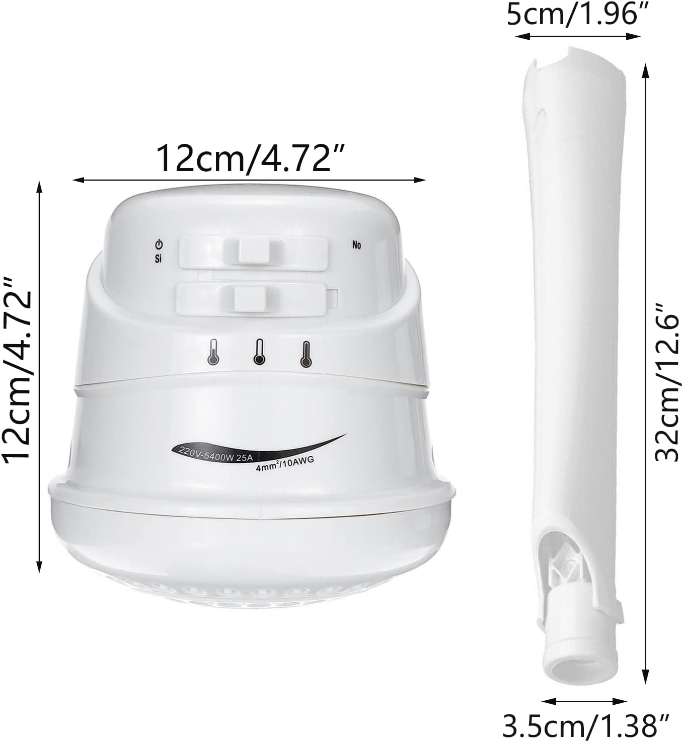 Electric Shower Head Heater with Bracket , TWSOUL 110V 5400W Automatic Electric Instant Hot Water Shower Head Heater Pack of 2