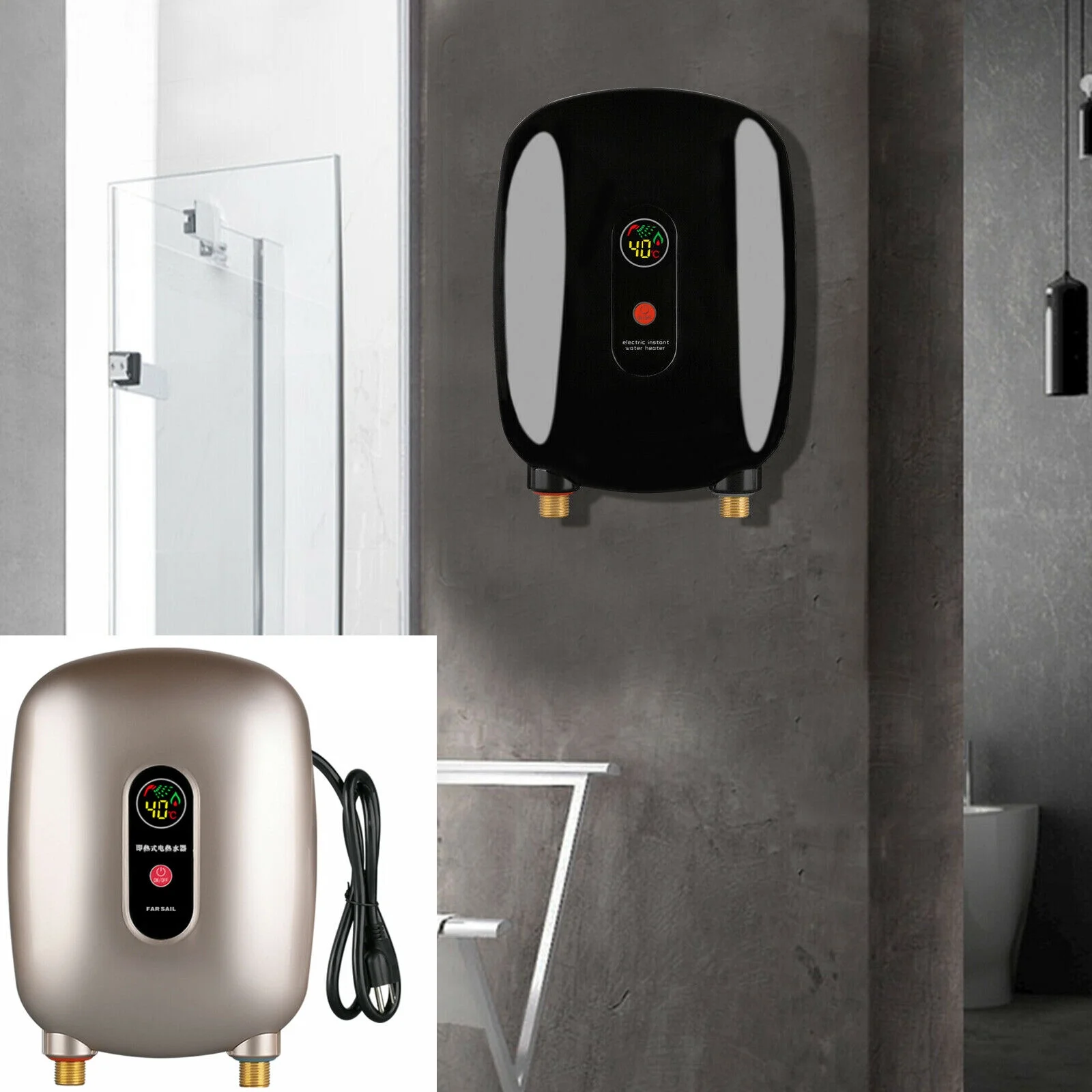 DENEST Mini Instant Electric Hot Water Heater for Kitchen Bathroom Shower Sink 3000W