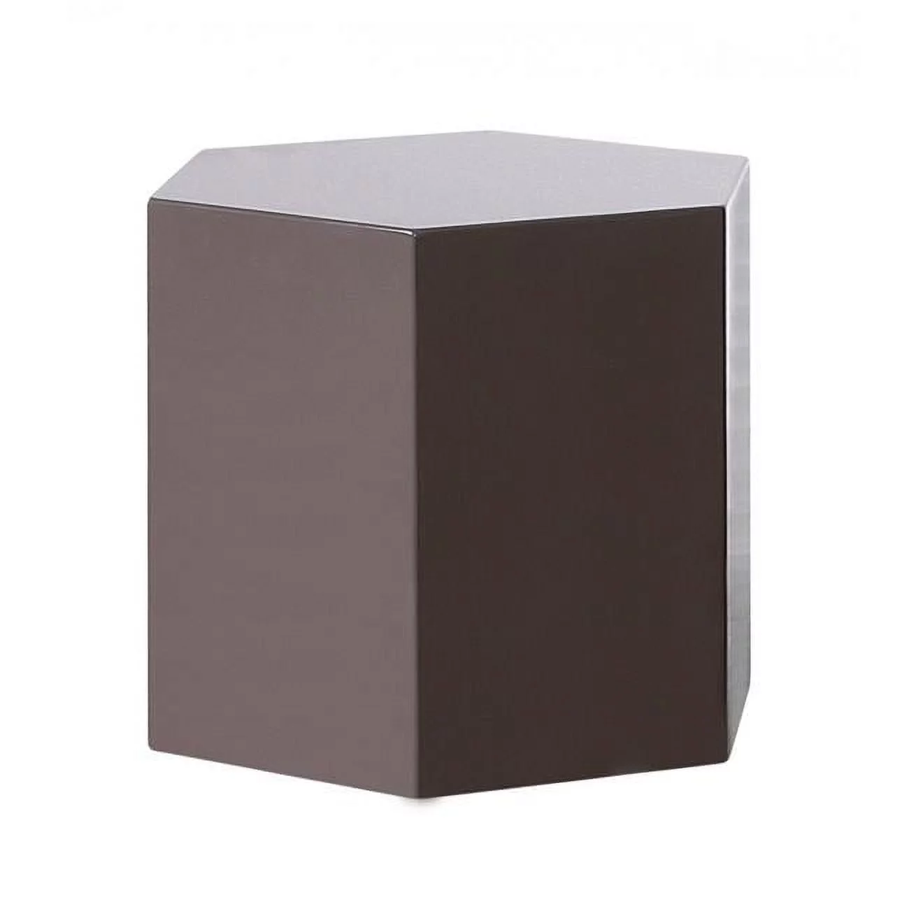 HomeRoots 473145 Modern High Gloss Hexagonal End Table, Light Grey