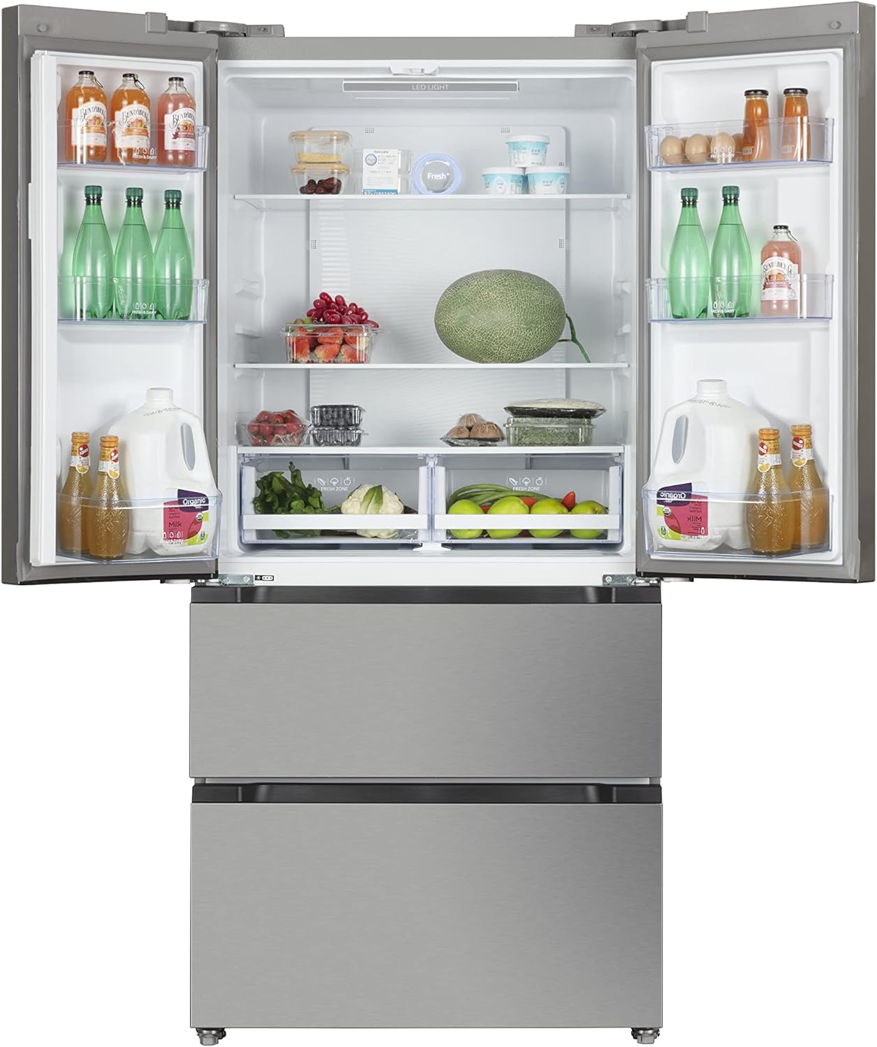 Hamilton Beach HBFR1504 Full Size Counter Depth Refrigerator with Two Freezer Drawers, 17.9 cu ft, Stainless