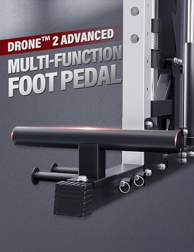 Major Fitness Drone2 Advanced Training Smith Machines– All-in-One Home Gym Squat Rack with Aluminum Pulley Set , Weight Bar, Dual LAT Pull-Down Systems & Cable Crossover Machine for Full-Body Workouts