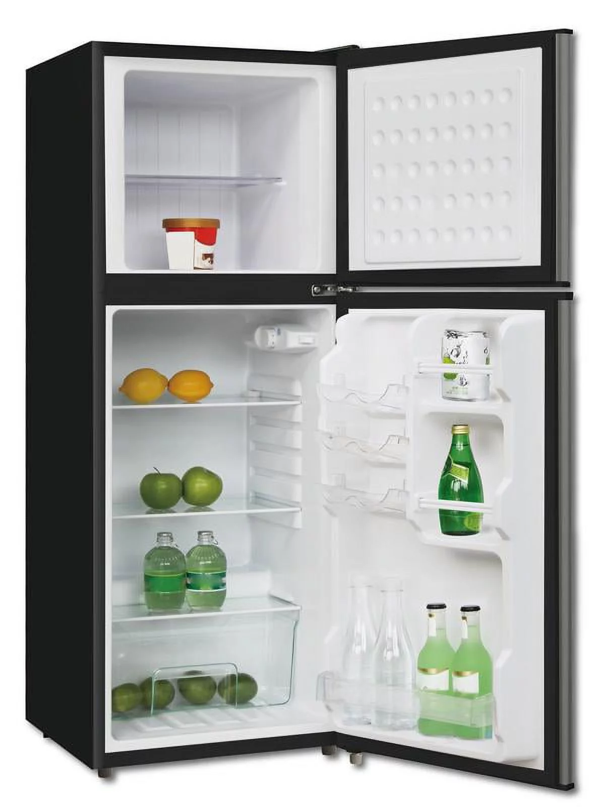 RCA 4.7 Cu ft Two Door Mini Fridge with Freezer RFR459, VCM Stainless Steel