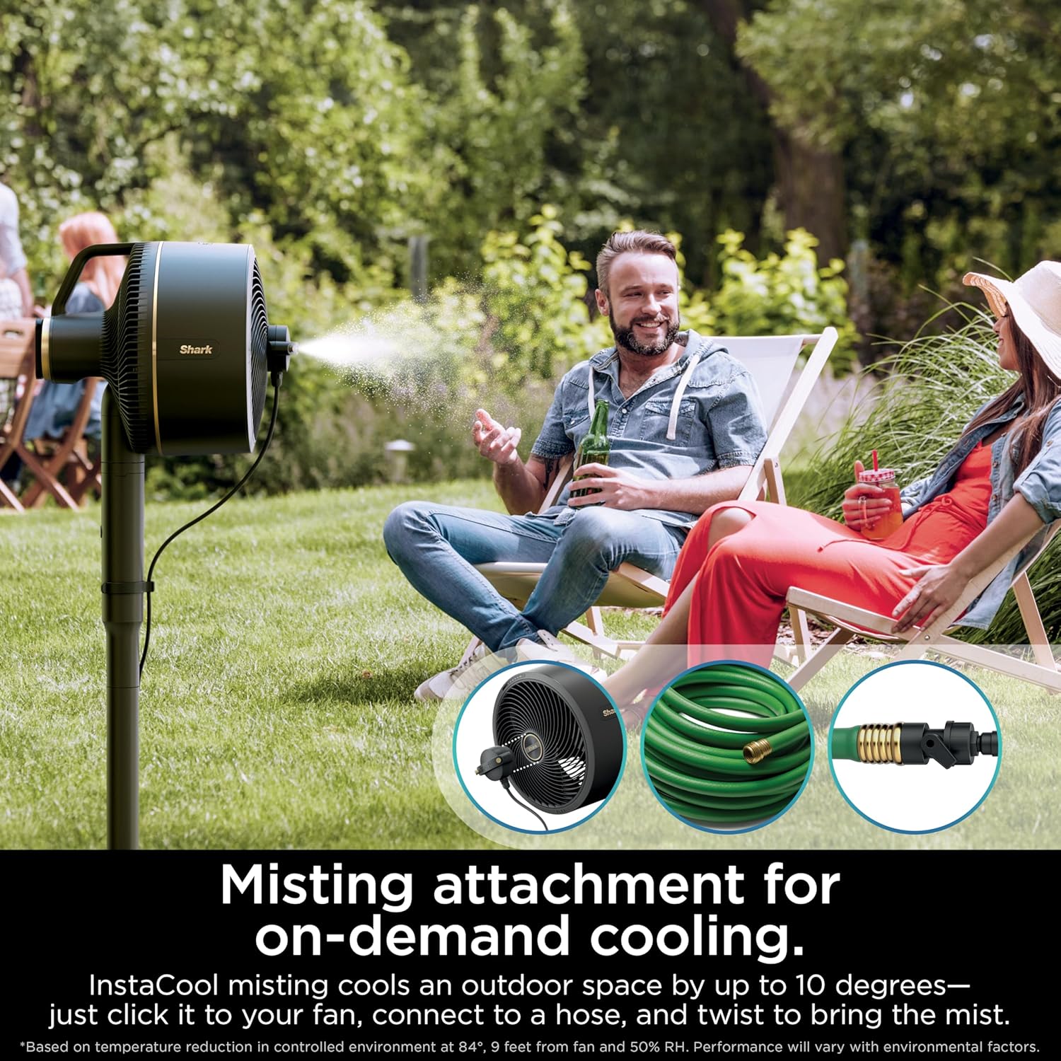 Shark FlexBreeze Pedestal & Tabletop, Indoor & Outdoor, Portable, Oscillating Fan with Remote, Quiet, Powerful, Corded & Cordless with InstaCool Misting Attachment, FA222