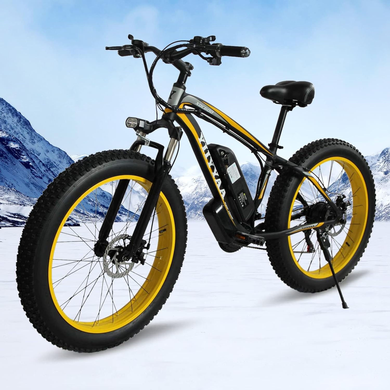Adasea 26" Electric Bike, 500W Fat Tire Electric Mountain Bike, Adult Ebike with Removable 36V/10Ah Lithium Battery - 21 Speed 3 Modes - Snow Bike for Adult